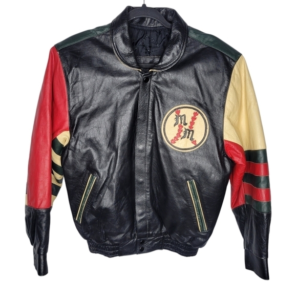 Vintage Jeff Hamilton Disney Mickey Mouse World Champs Leather Bomber Jacket - Picture 3 of 8